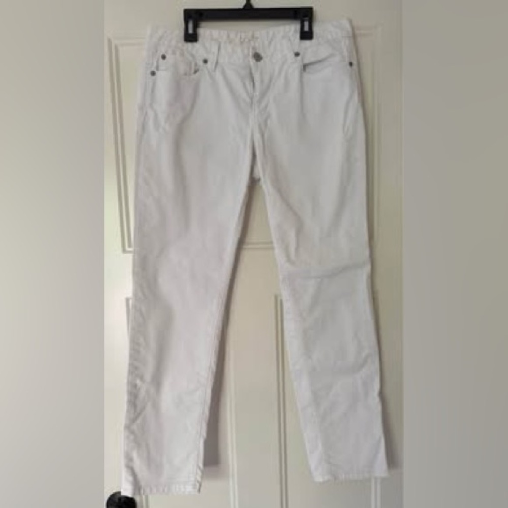 Ann Taylor loft White Pants Jeans modern straight classic pockets size 6